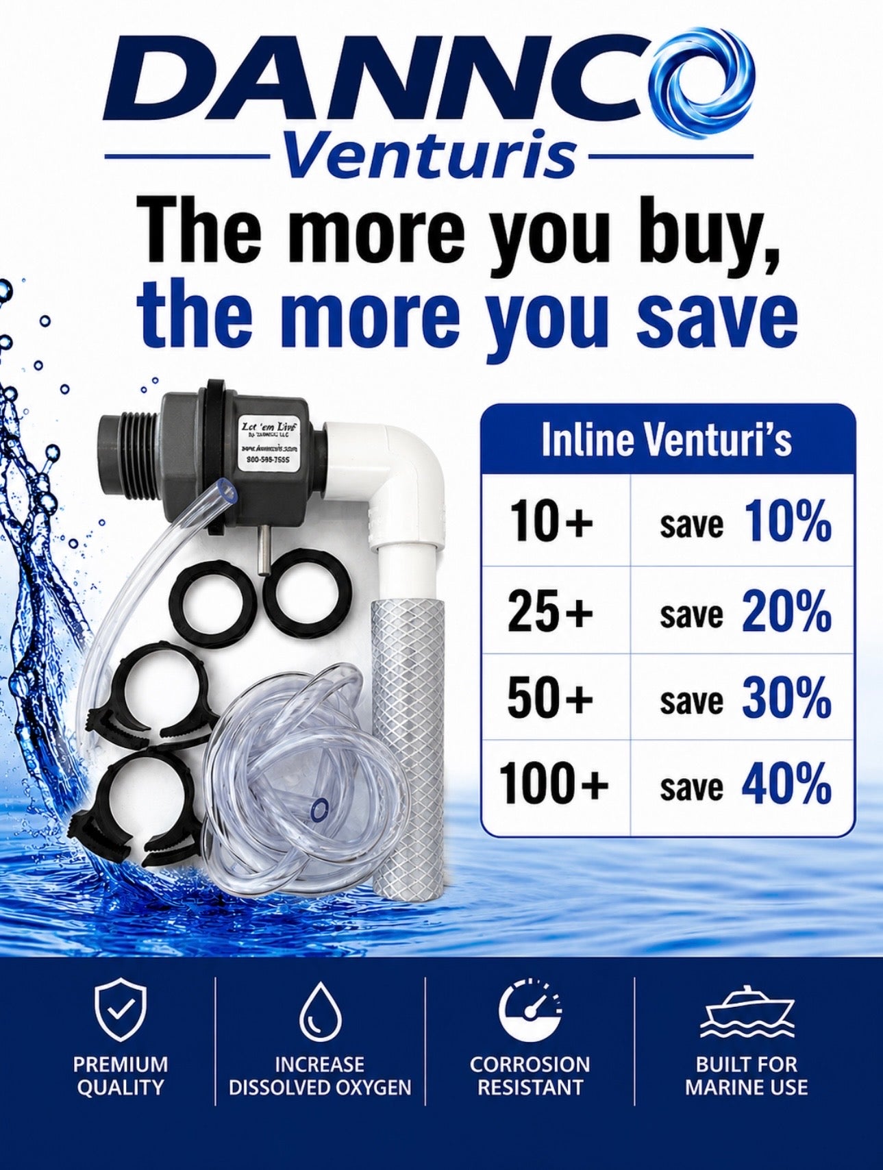 #5 Bulkhead Venturi conversion kit for all bait tanks