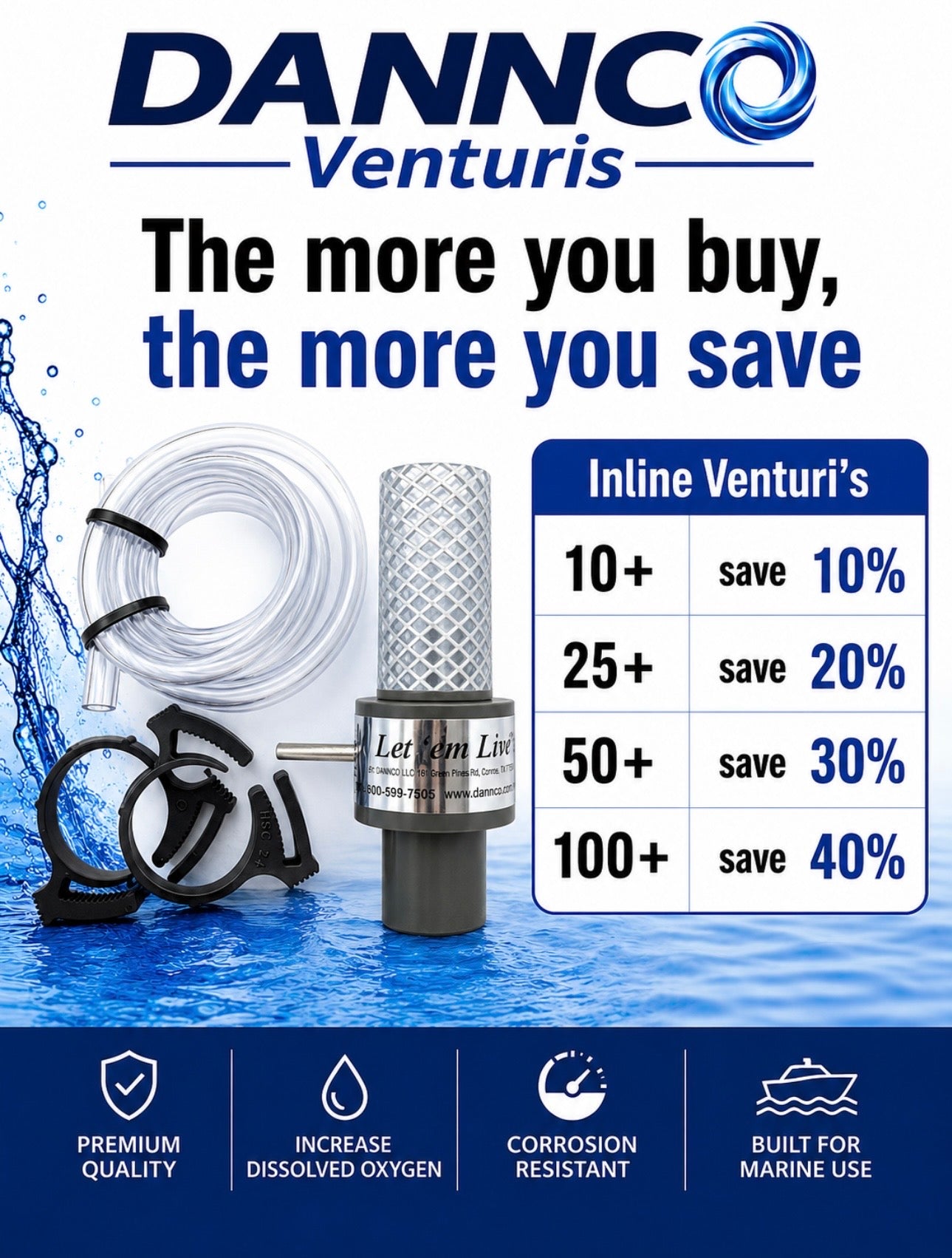 Dannco Venturi #5 inline with 3/4" tubing