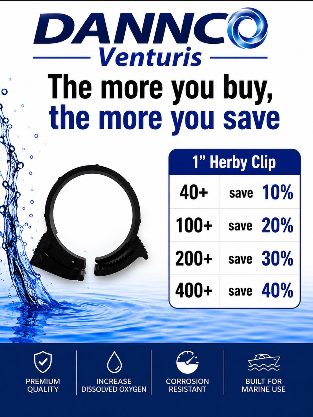 Herby Clip clamp for 1" tubing