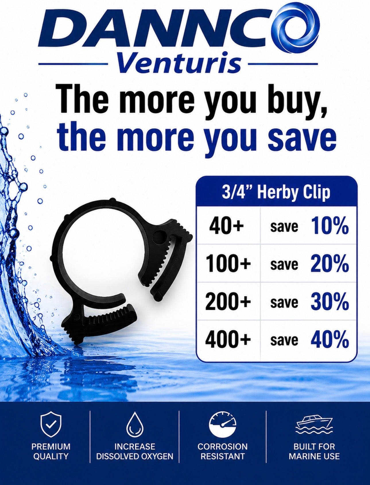 Herby Clip clamp for 3/4" tubing